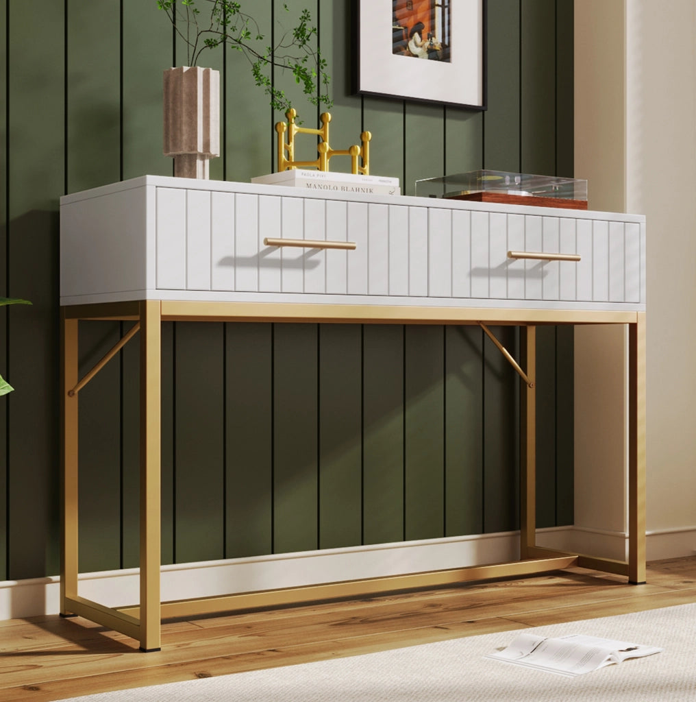 Tavolo da toeletta bianco con 2 cassetti, 100 x 45 x 75 cm
