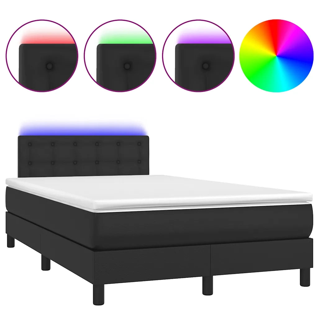 Letto a Molle con Materasso e LED Nero 120x190 cm in Similpelle 3270135