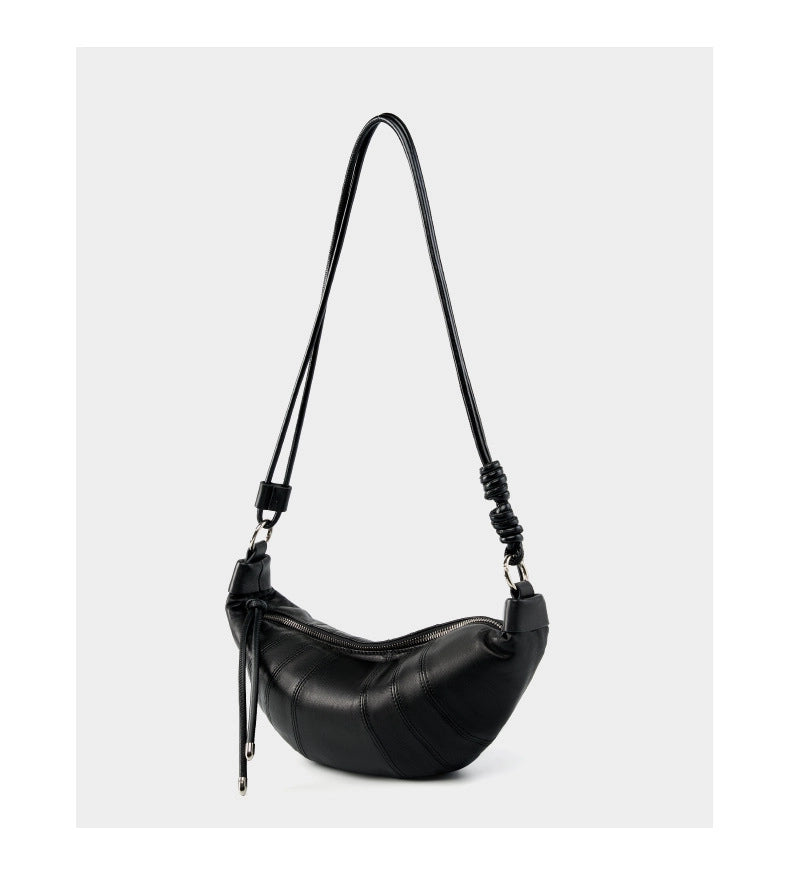 Borsa a tracolla da donna in vera pelle nera
