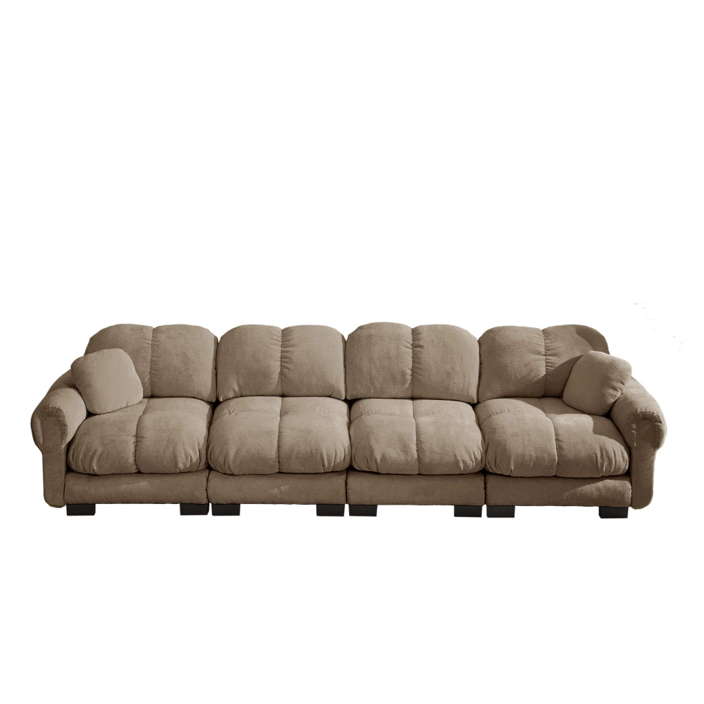 Divano modulare in chenille 330x86x90 cm marrone