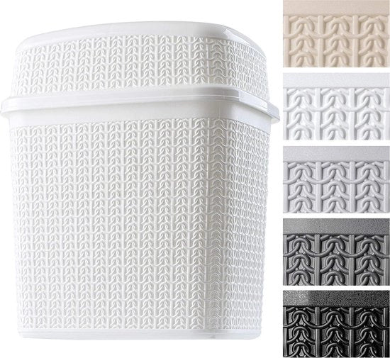 Emme di plastica per la spazzatura, cassetto di raccolta con coperchio inclinabile, contenitore per rifiuti, bidone per la spazzatura della cucina e della doccia, emme leggera per la cucina e la doccia, emme per la spazzatura interna (10 l, bianco)