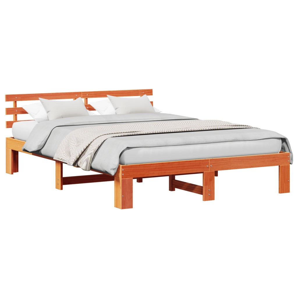 Struttura Letto in Legno di Pino Marrone cerato Legno massello