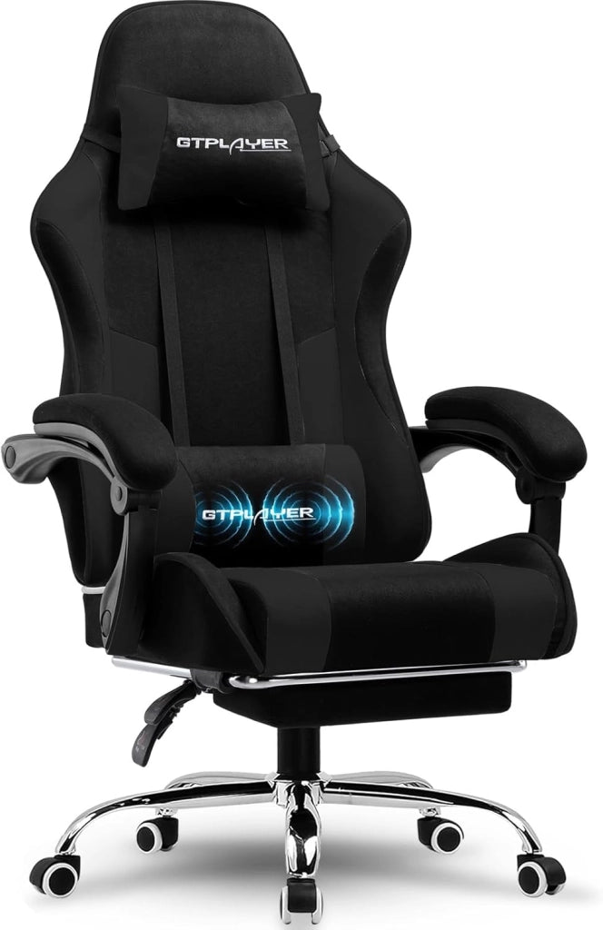 Sedia da gioco, sedia da ufficio, sedia ergonomica, sedia da gioco, con supporto per massaggi, sedie task con poggiapiedi e poggiatesta, tessuto viola