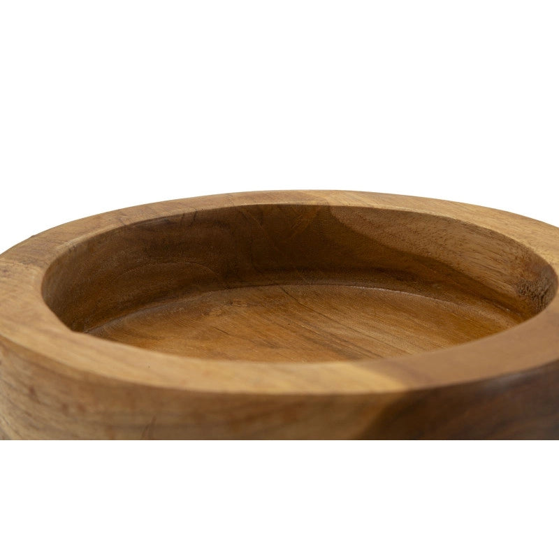 Set Tasche Erusi Simple In Teak Ric.cm ø15x9,5 (pezzi Unici-non Ripiani In Serie)