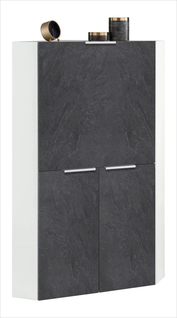 Armadio Angolare con Scrivania a Scomparsa 56x56x35x140h cm Dalia Bianco/Report Grigio
