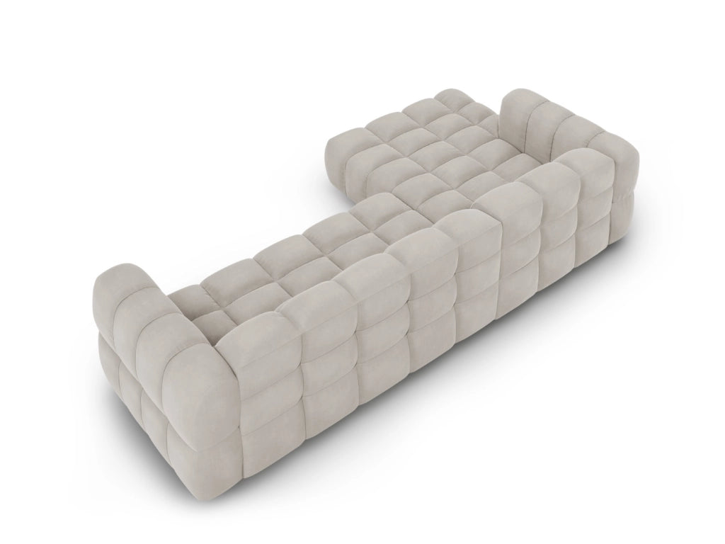 Cosmopolitan Design - Divano angolare modulare sinistro "Sky" 4 posti in velluto beige chiaro 