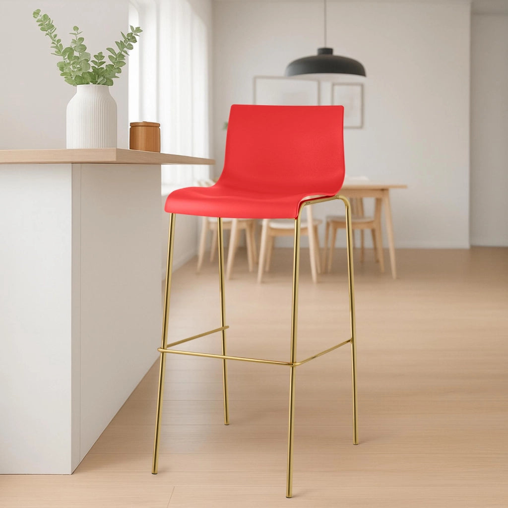 Set di 2 sgabelli da bar Hoover in plastica da 4 piedi color oro 4
