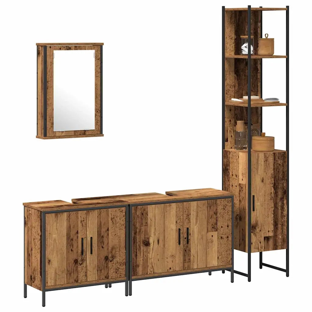 Set di mobili per il bagno 4 pcs Marrone Legno multistrato 3332595