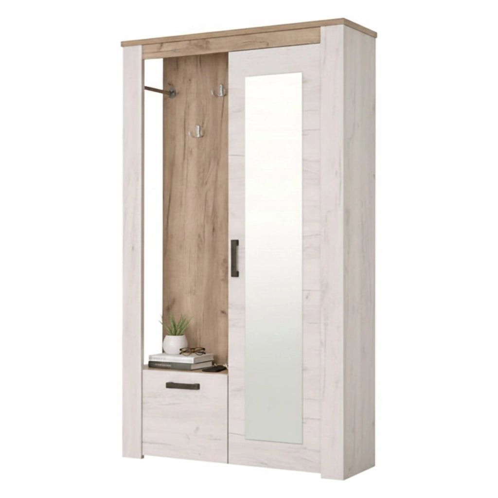 Valva, Mobile da Ingresso Specchio Incluso, 114x36.5x195h cm Bianco Larice