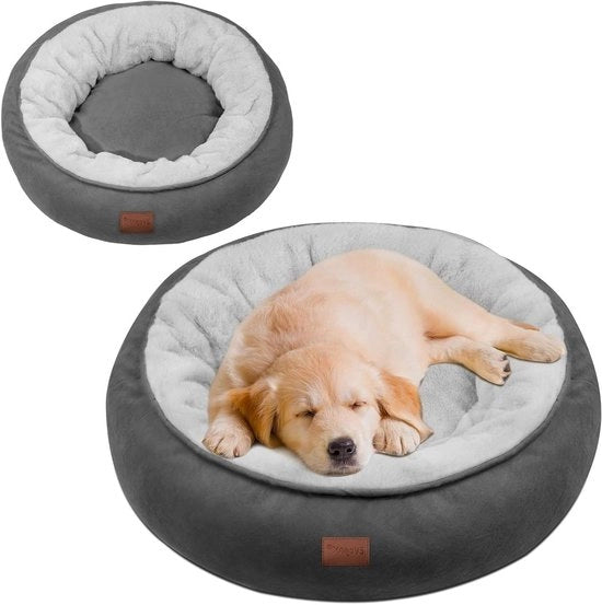 Letto per gatti con forma a donut diametro 60 cm - Lavabile e biconfrontale per piccoli cani - Grigio, per tutti gli anni