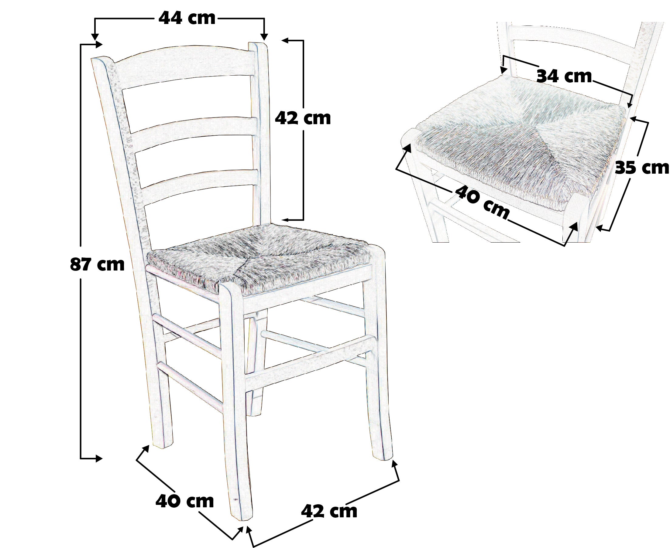Sedia Paesana paglia noce