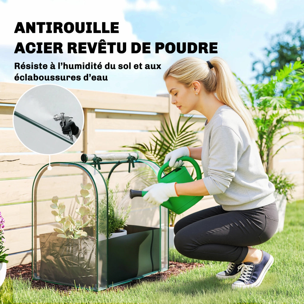 Mini Serra da giardino con porta ¨C zephmum ¨C verde scuro 68x50x70 cm