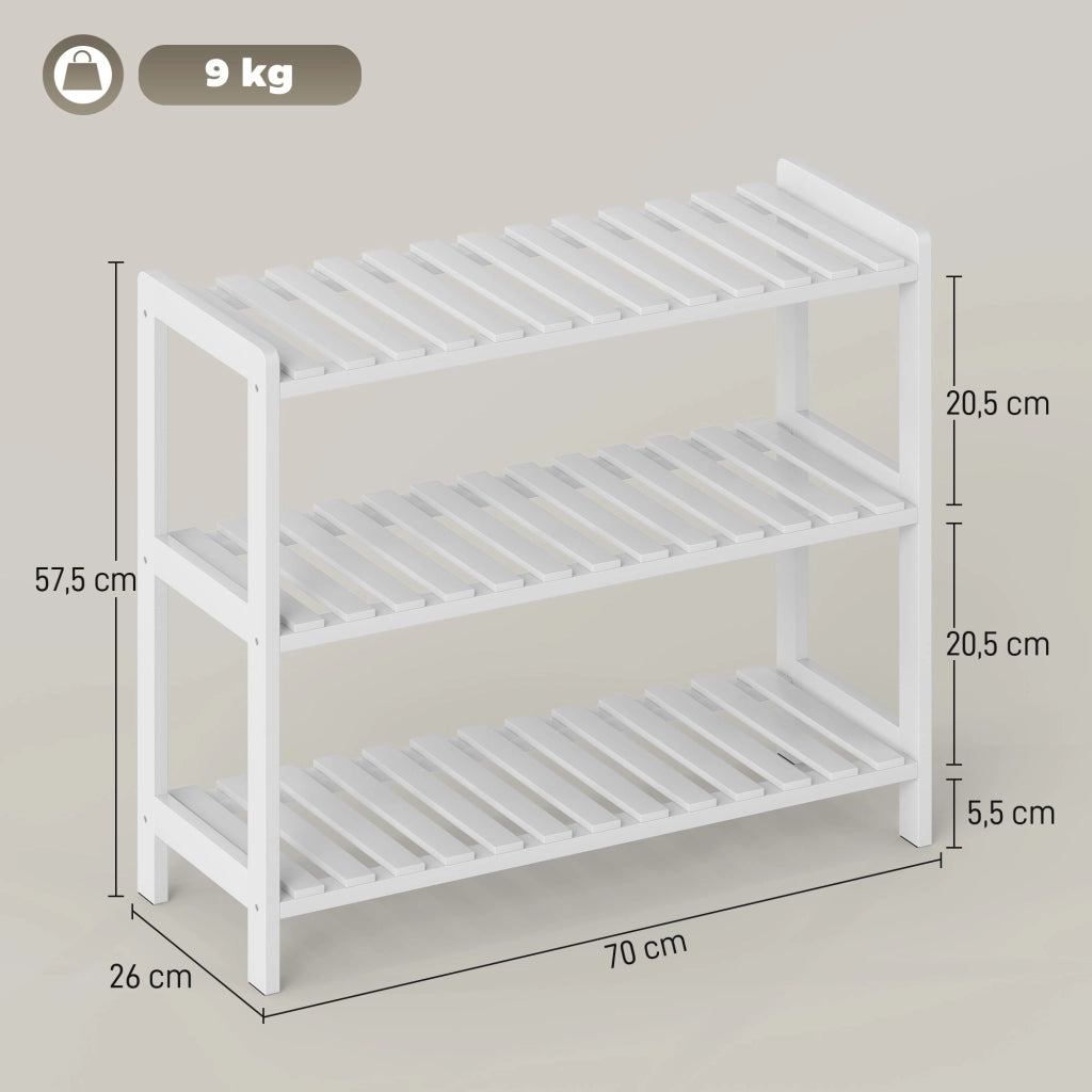 Scarpiera 3 livelli ¨C zephmum ¨C legno pino 70x26x57.5 cm bianco