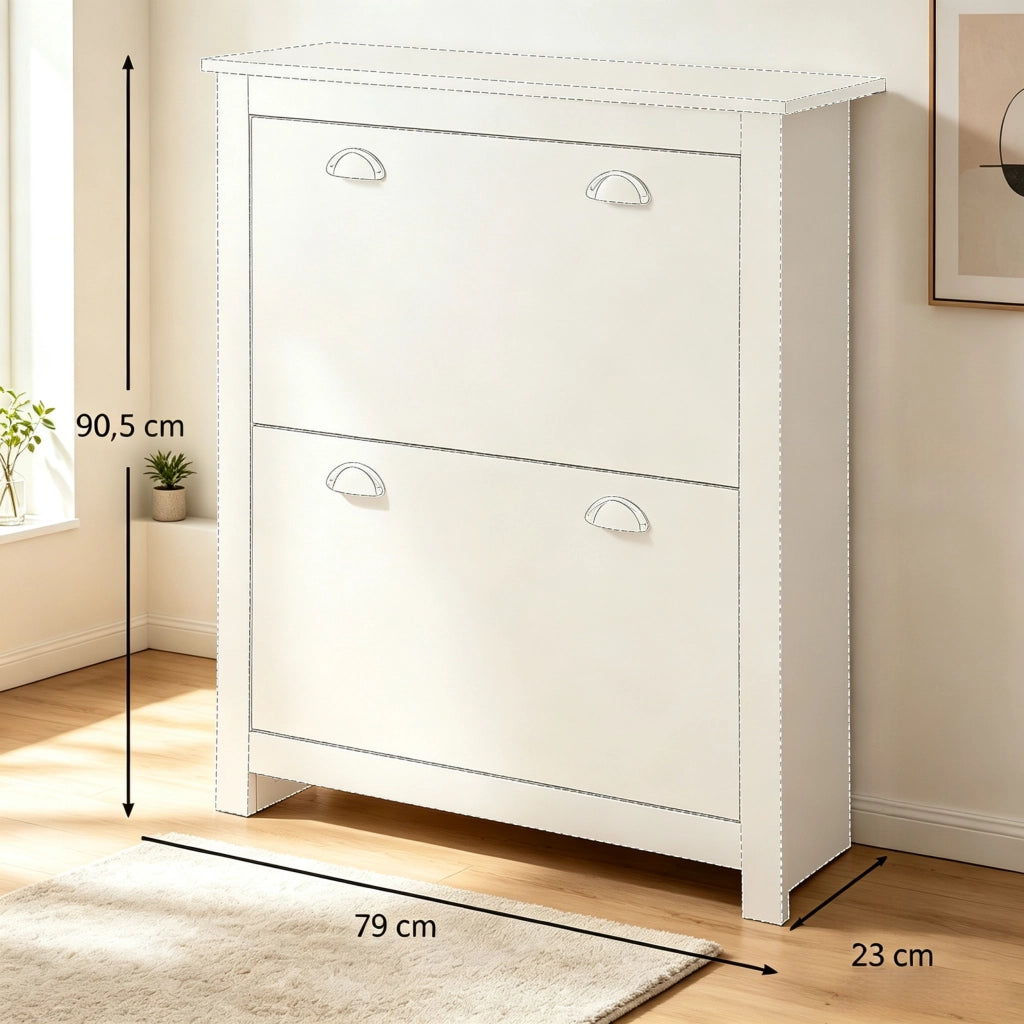 SCARPIERA Moderna 79x23x90,5 cm Effetto Rovere e Bianco MDF