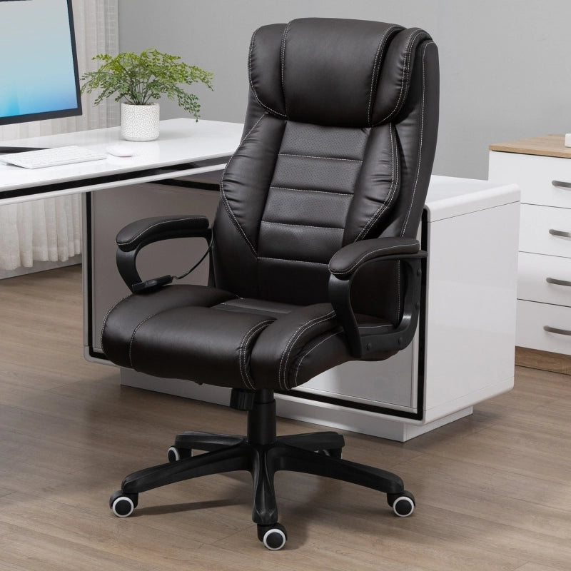 Sedia da Ufficio Ergonomica con Massaggio a Vibrazione, Schienale Alto, Funzione Oscillante, Marrone