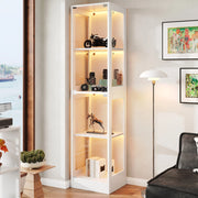 Vetrina Espositiva a LED con Vetro Temperato ¨C MINIMAL ¨C Bianco, 4 Ripiani, 40x35x170 cm
