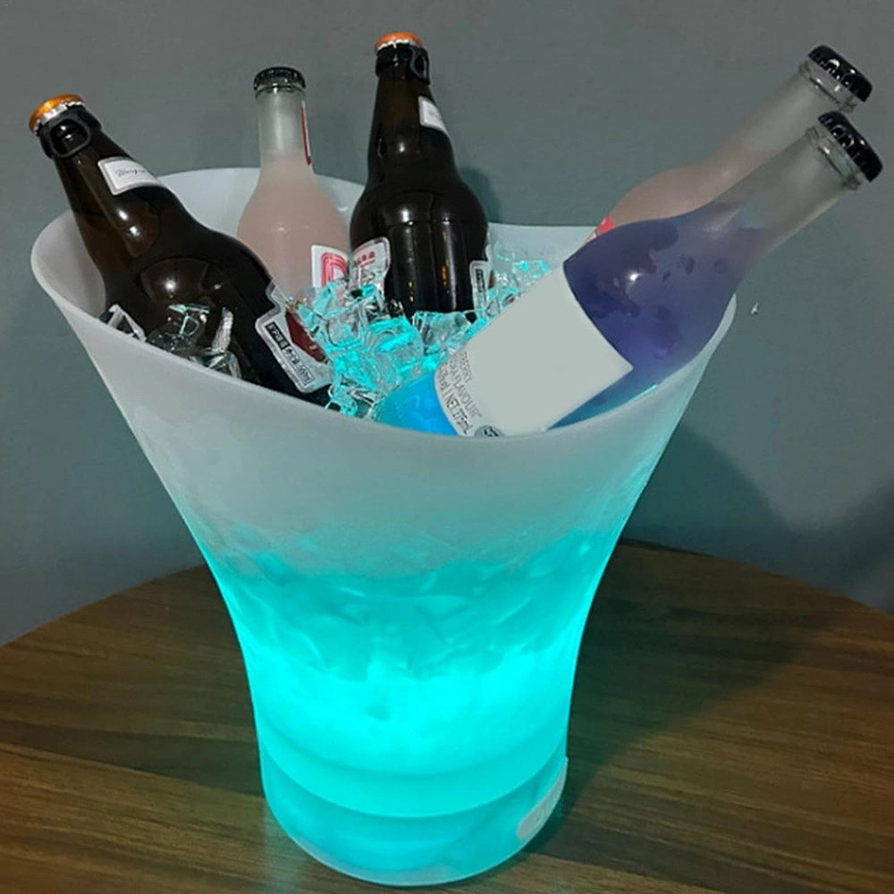 Trade Shop - Secchiello Del Ghiaccio Luci A Led Da 7lt Secchio Refrigerante Bevande Ricarica Tipo C -