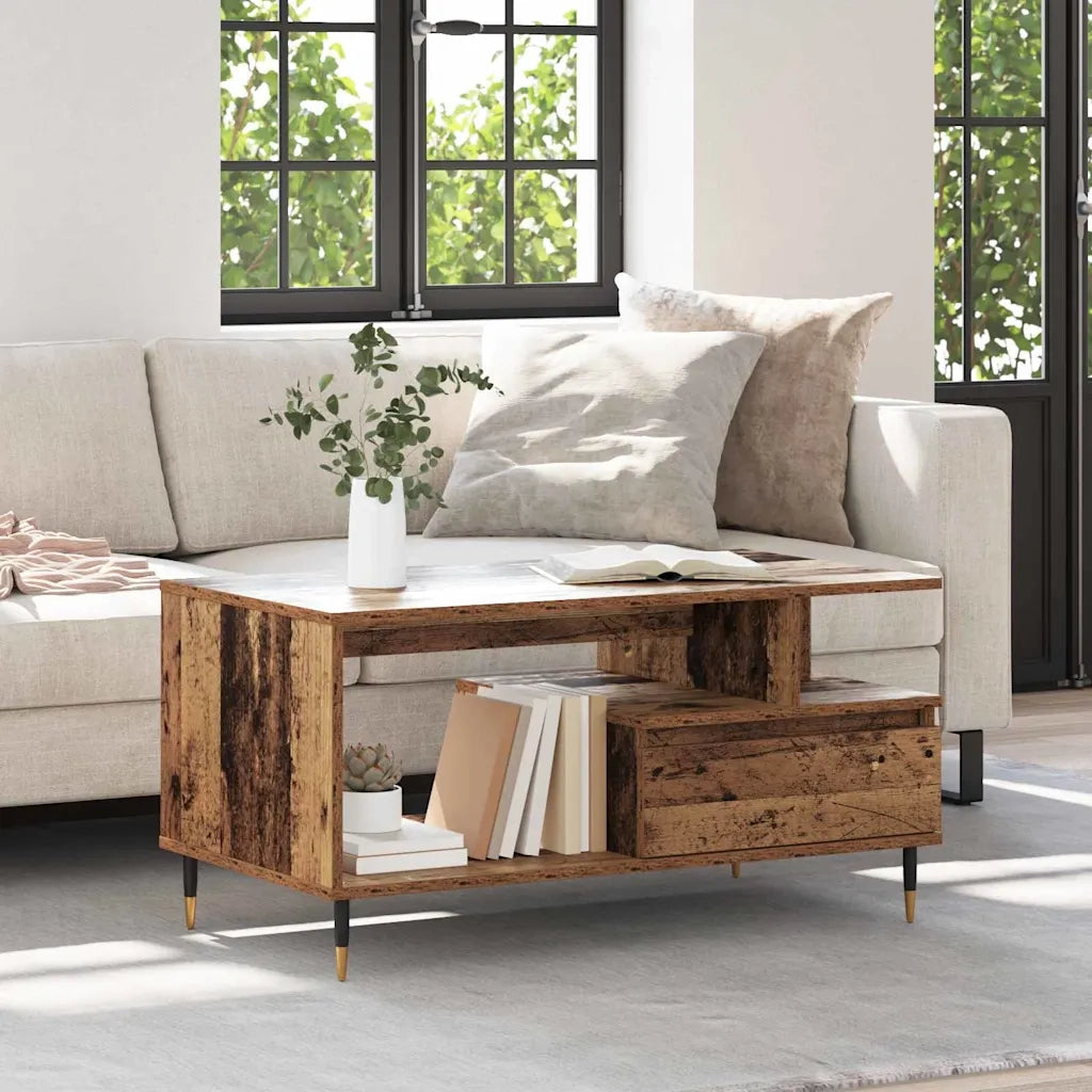Tavolino da salotto con cassetto Legno vecchio 90 x 49 x 45 cm