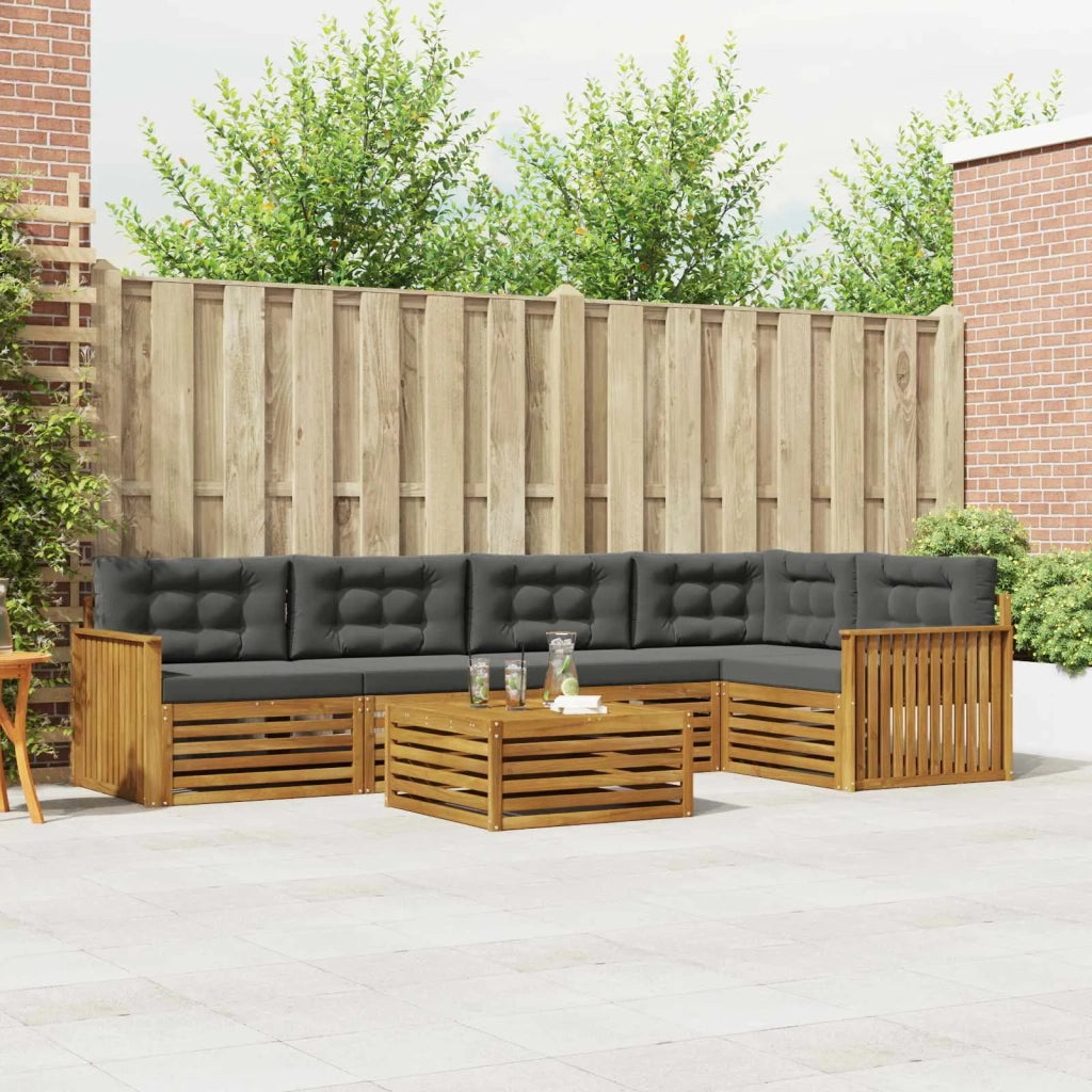 Set di divani da esterno con cuscino 6 pcs Naturale e Antracite