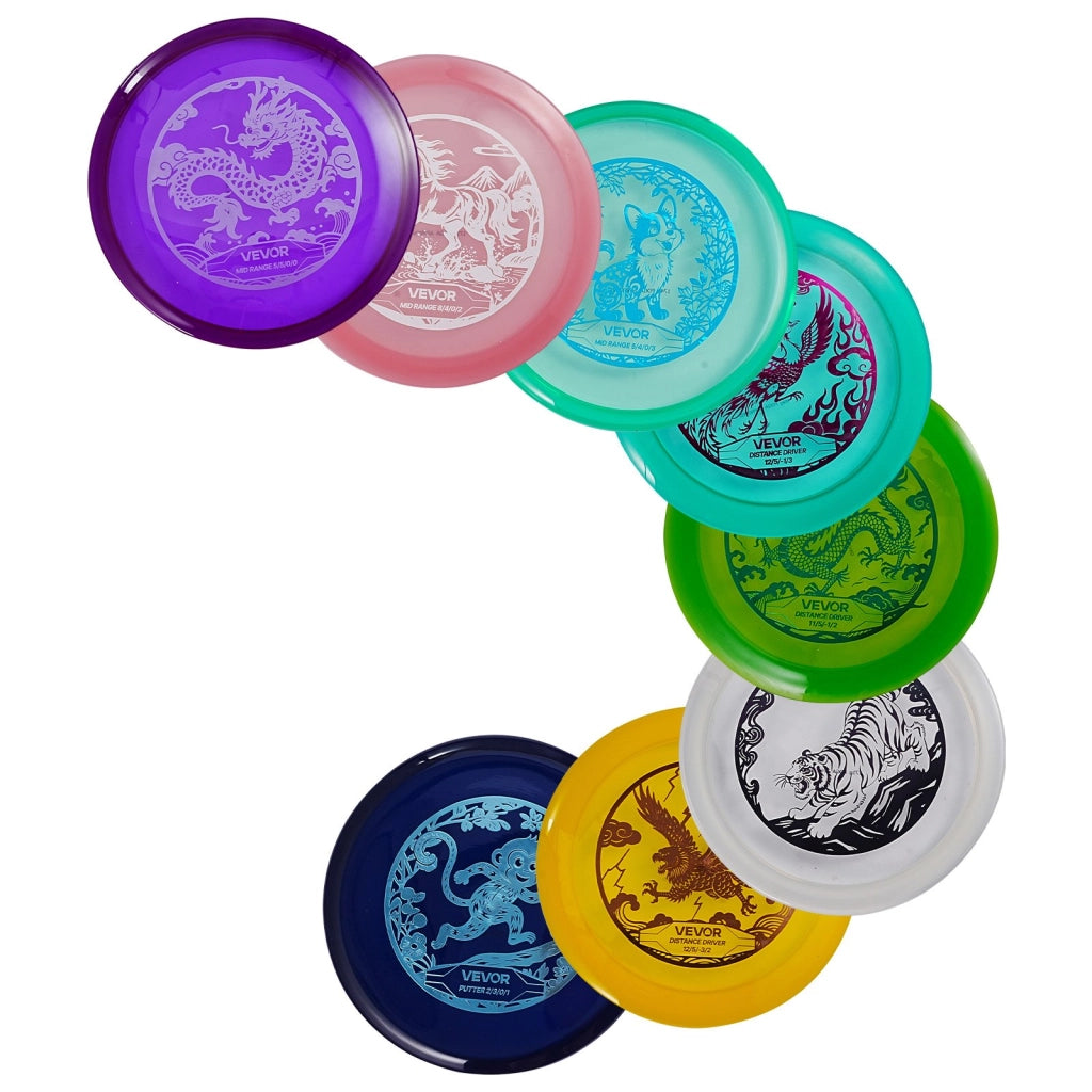 Set Disc Golf 8 Pezzi SS-DF-003 in TPU con Putter Mid-range e Driver per Giardino e Parco