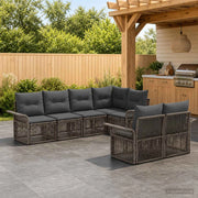 Set Divano da Giardino 7 pz 7-Numero di posti Grigio polyrattan 3434888