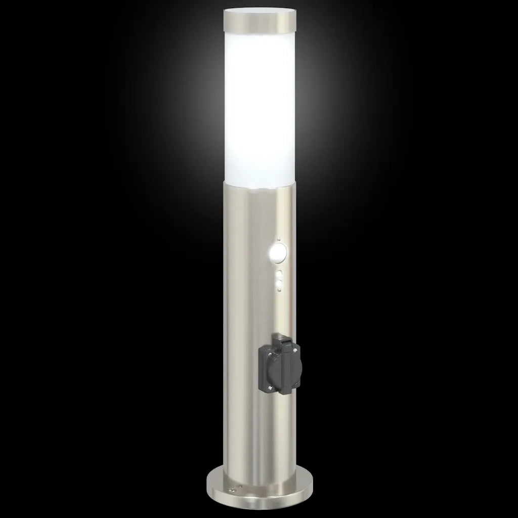 Lampioni a dissuasore con sensore e presa 3 pz 50 cm Acciaio Inox IP44 4006018