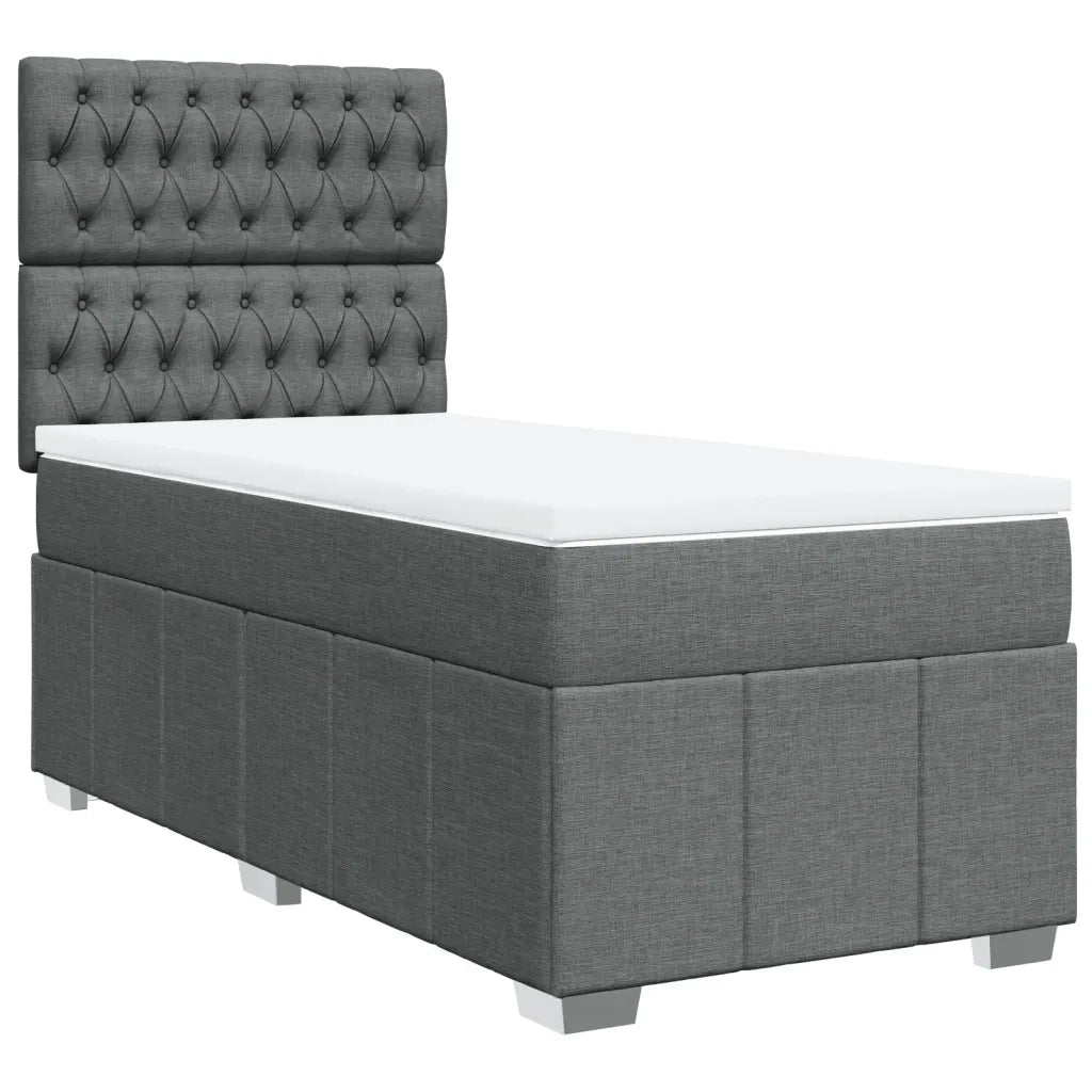 Giroletto a Molle con Materasso-Struttura Letto Grigio Scuro 80x200 cm Tessuto 184645