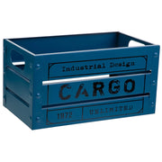 Cesto rettangolare in metallo stampato blu 31x18x16