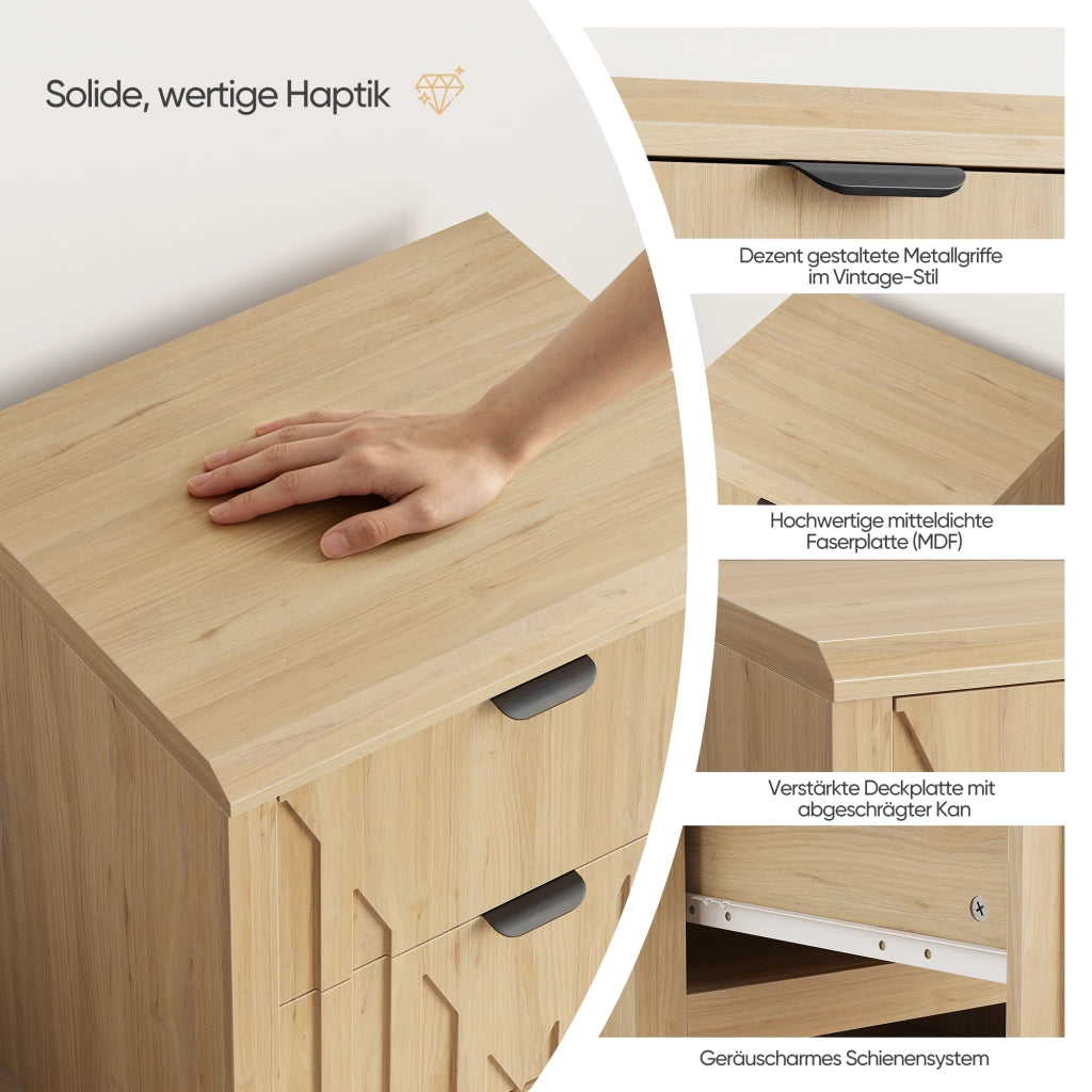COMODINO con cassetto 64 x 46,5 x 18 cm Effetto rovere