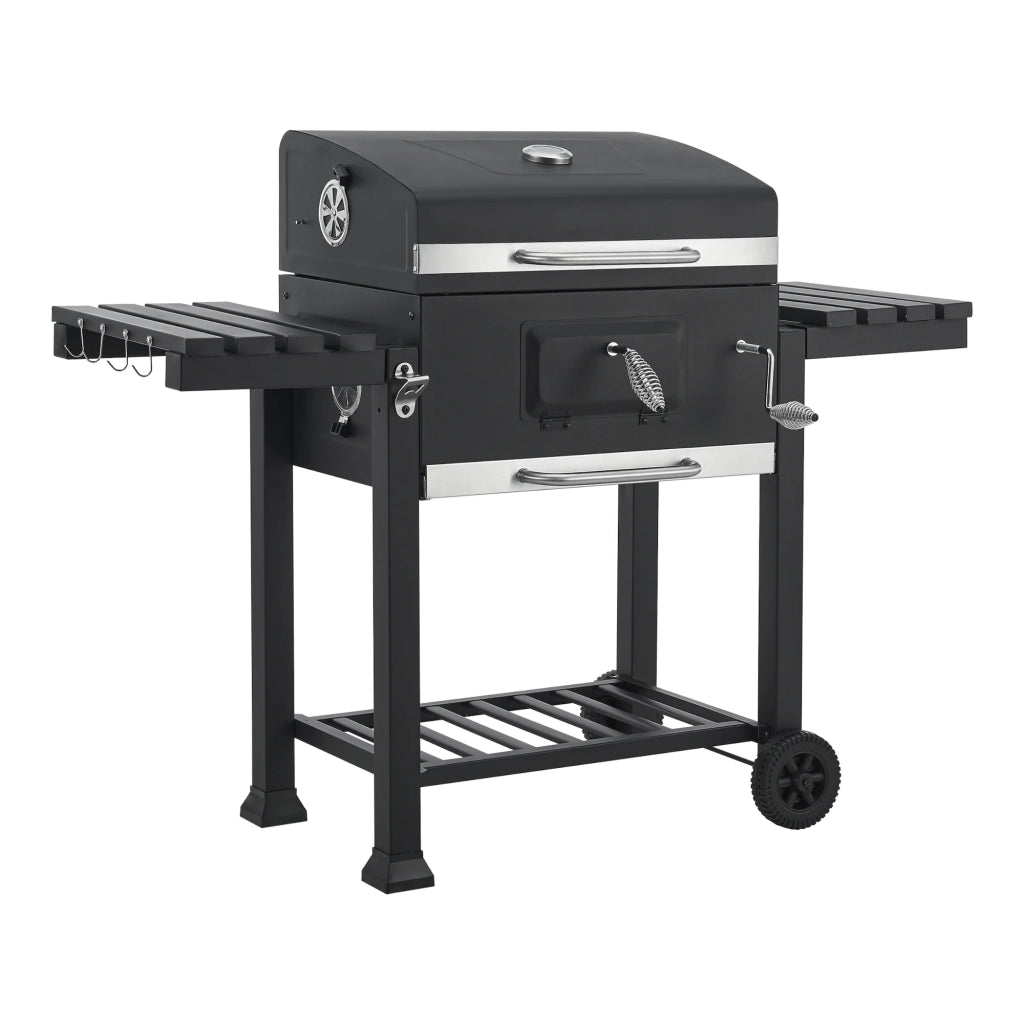 Carrello per barbecue a carbonella 105 x 135 x 48 cm nero 03_0009213