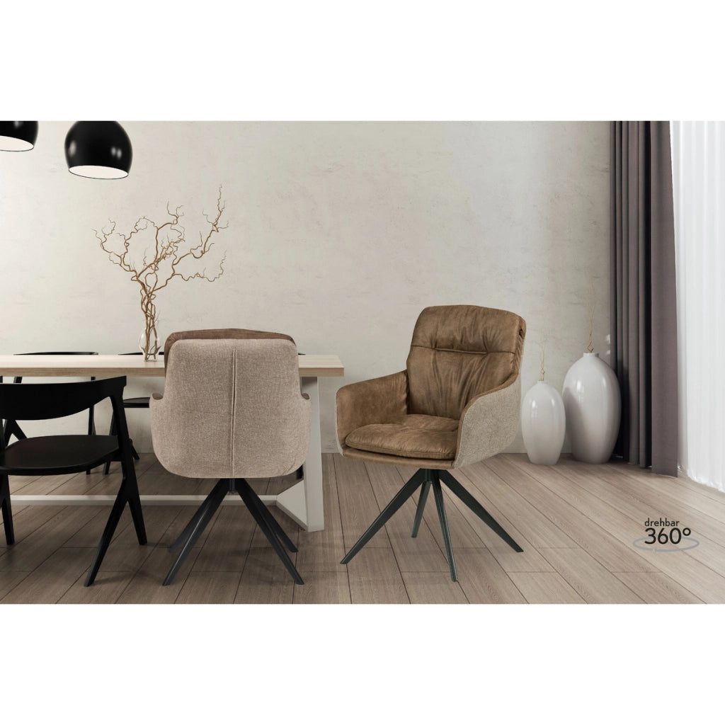 Sedia girevole Dian 100 in tessuto marrone