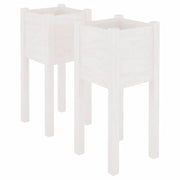 2 pz Fioriere | Cassetta per fiori | Vaso da Giardino Bianche 31x31x70 cm in Legno di Pino