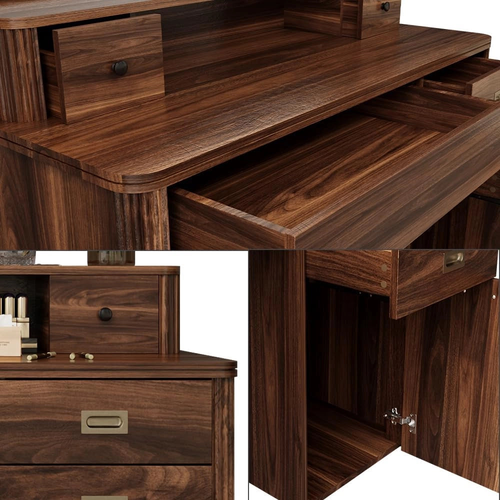 Tavolo da toilette Neria, Rovere rustico, 120 cm Senza specchio, Design rustico per un'atmosfera calda e naturale nell'ambiente