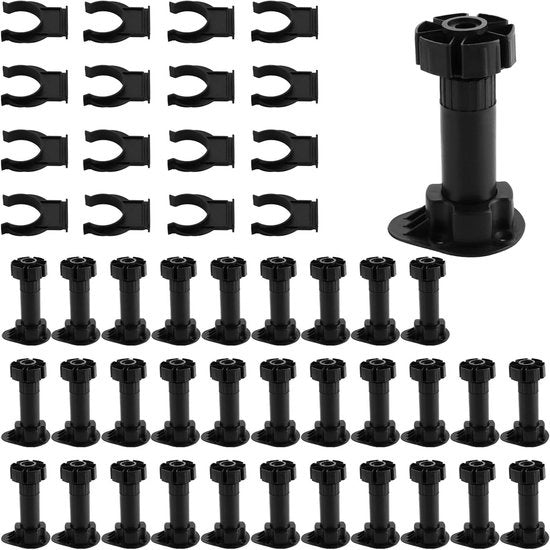 32 pezzi di supporti per mobili in plastica da 100 a 120 mm - gambe per tavoli da cucina adattabili - piedini per mobili - tavoli da cucina o da bagno