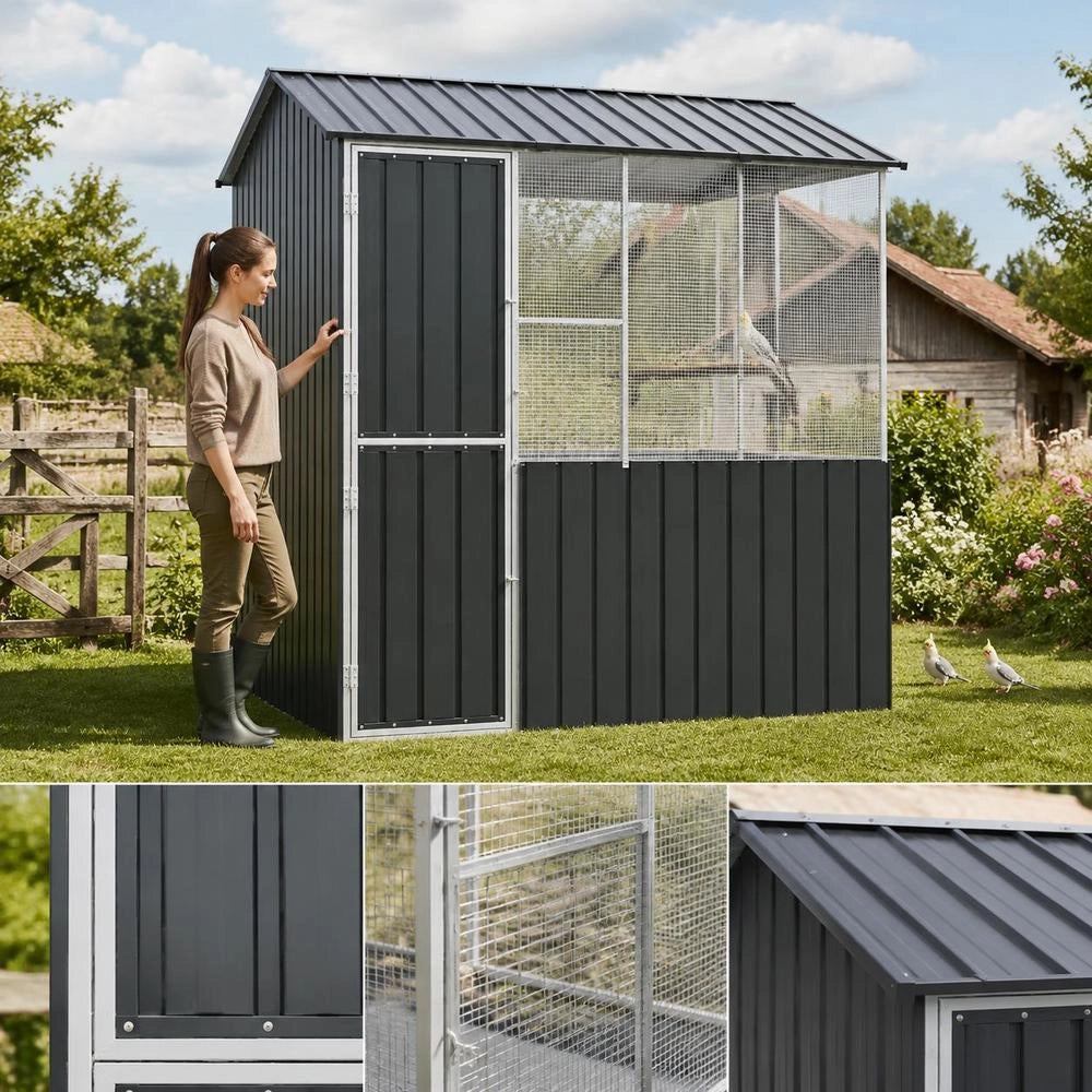 Bird Cage Anthracite 215 X 209 X 230 Cm Galvanized Steel