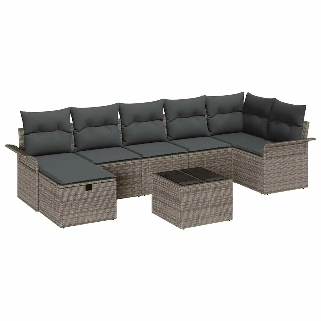 Set Divano da Giardino con cuscino 8 pcs Grigio polyrattan 3358908