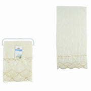 Trade Shop - Asciugamano Bagno Viso Piccolo Cotone Morbido Decorato 35x75cm Beige Chiaro 79502 -