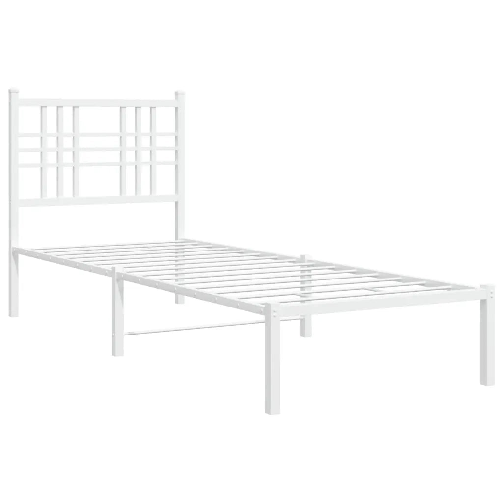 Letto singolo | Letto per adulti | Giroletto senza Materaso con Testiera Metallo Bianco 75x190 cm