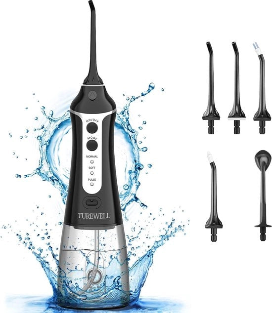 Detersivo per la bocca portatile con 5 sputafacili e 3 modalità - ricaricabile via USB e impermeabile - per la pulizia della bocca e uso familiare