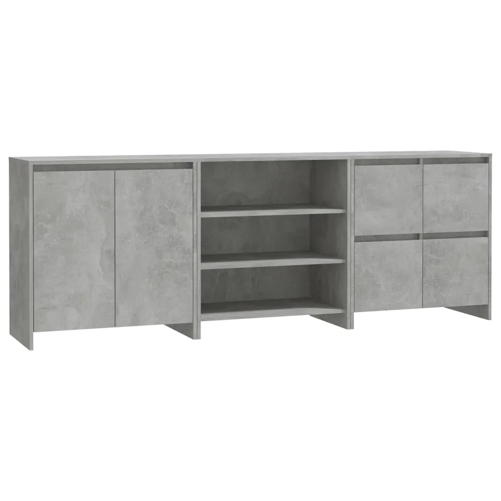Credenze 3 pz Grigio Cemento in Legno Multistrato 3098076