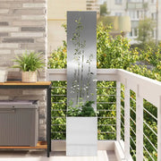 vidaXL Vaso da Giardino con Pannello Decorativo Argento 32 x 140 cm