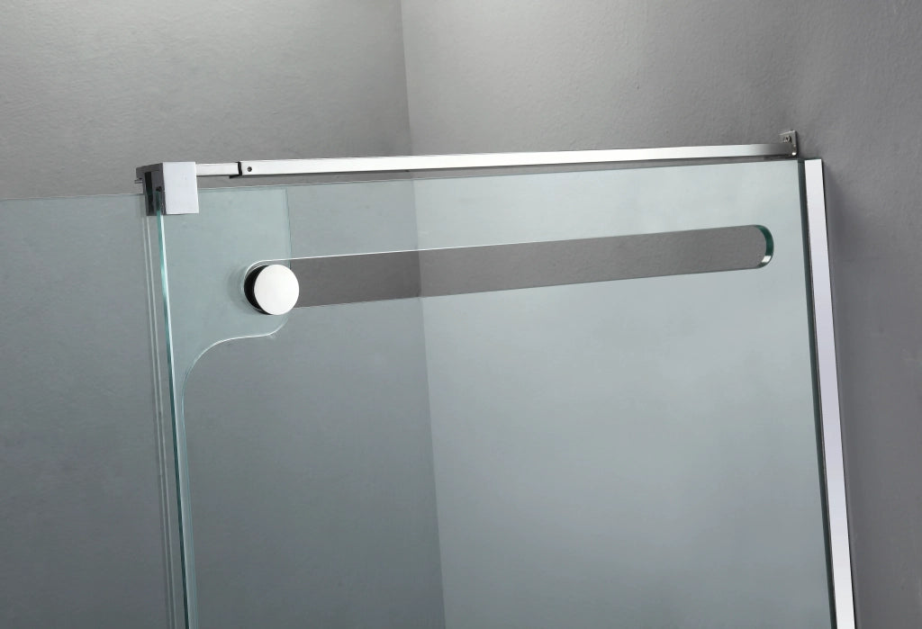 Box doccia frontale VETRUM 1 fisso + 1 scorrevole 150 cm (147-152) acciaio inox lucido