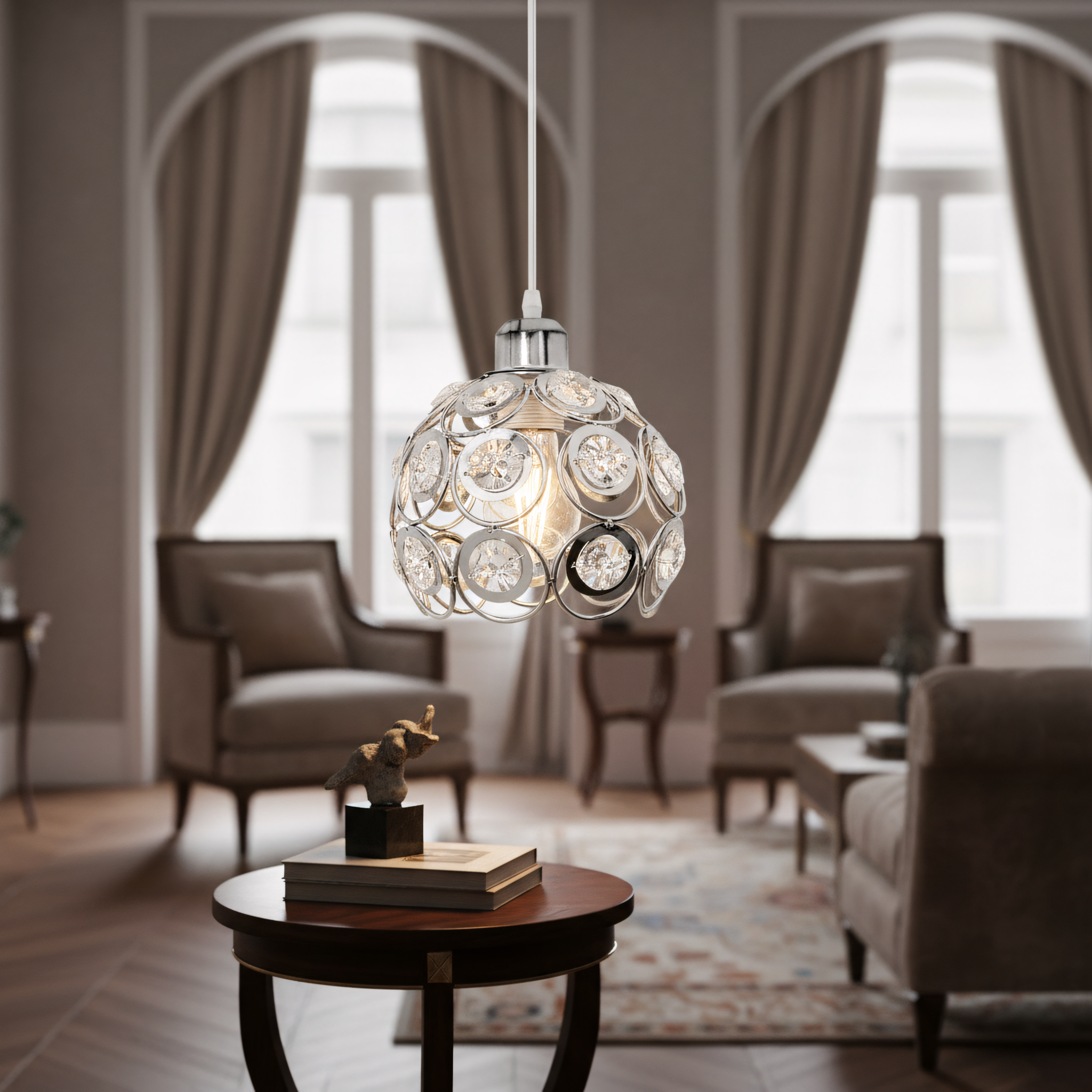 Lampada Elegante Di Soffitto App207 Cristallo Loft Argente