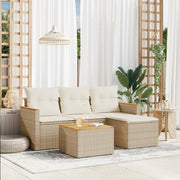 Set Divano da Giardino 5 pz con Cuscini-Sofa da Giardino-Divanetto da esterno Beige in Polyrattan 680497