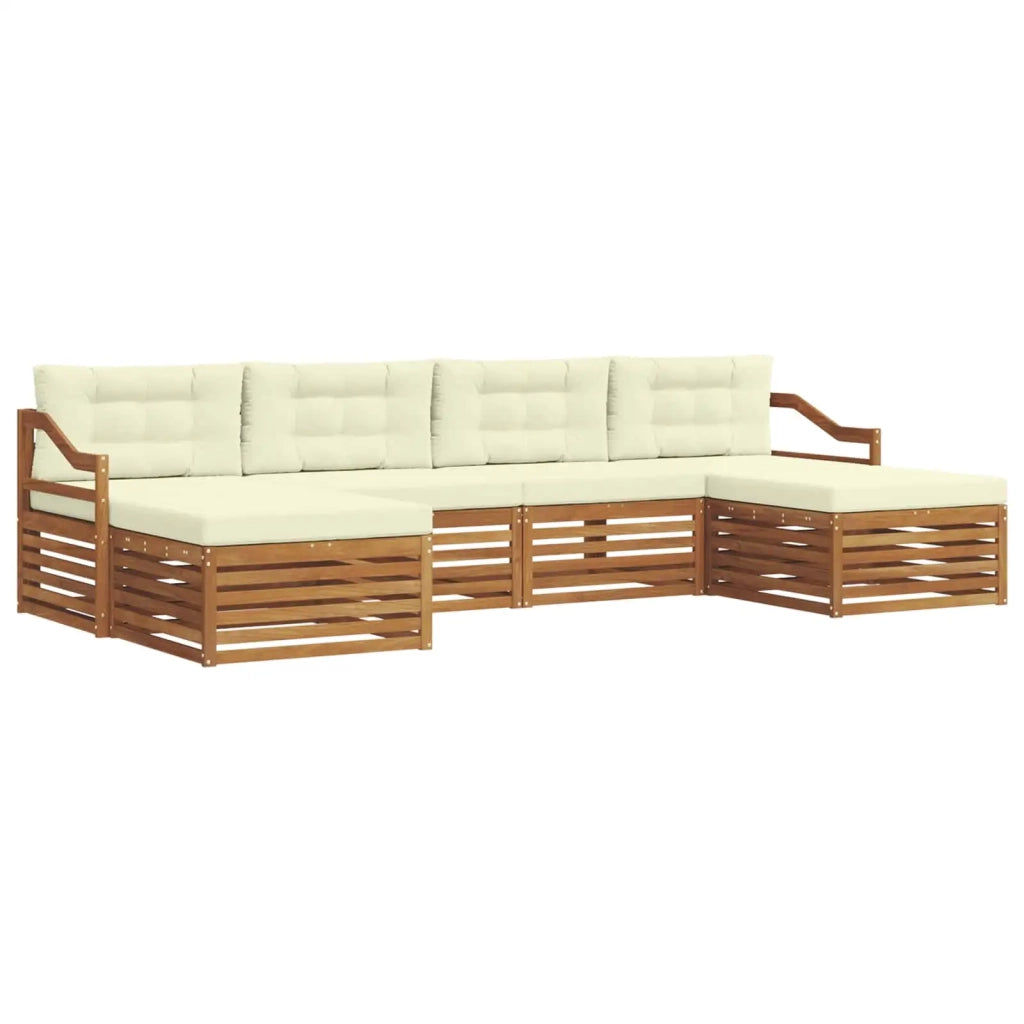 Set divani 6 pcs Naturale e Crema Legno di Acacia Massello
