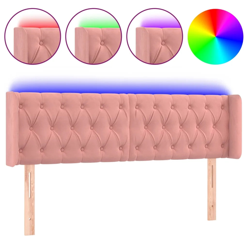 Testiera a LED Rosa 147x16x78/88 cm in Velluto 3123625
