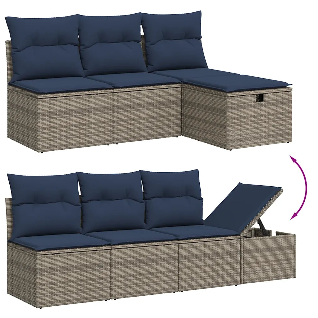 Set Divani da Giardino 8 pz con Cuscini Grigio in Polyrattan 3274681