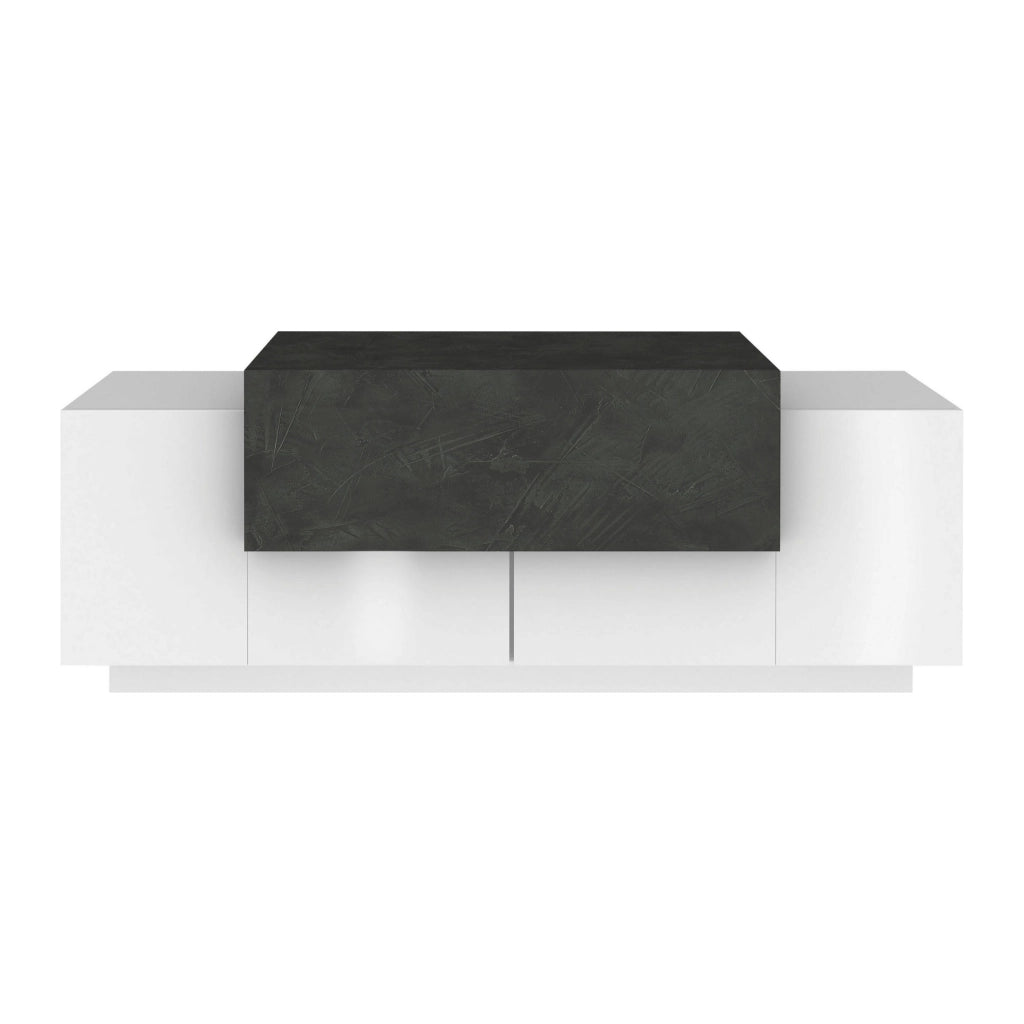 WHOUS Scarpiera a panca Corona 2 ante 1 ribalta bianco lucido/ardesia 120x45x51 cm