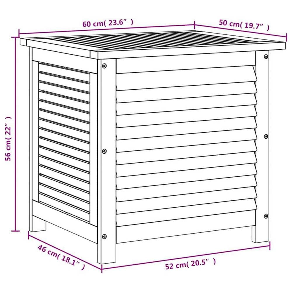 Garden Storage Box With Ventilation Slots, 60x50x56 Cm, Solid Acacia Wood