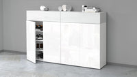 Scarpiera 4 Ante e 2 Ripiano a Ribalta 152x35x100 cm Savona 4A 1R Bianco Opaco/Larice Bianco